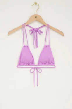 Lila Bikini Top Triangel Met Dubbele Bandjes En Rib