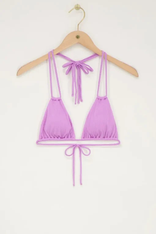 Lila Bikini Top Triangel Met Dubbele Bandjes En Rib