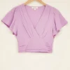 Lila Crop Top Met Linnen Look