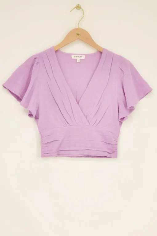 Lila Crop Top Met Linnen Look