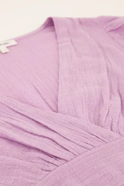 Lila Crop Top Met Linnen Look