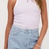 Lila En Wit Gestreepte Top