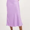 Lila Midi Satijnen Rok