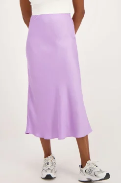 Lila Midi Satijnen Rok