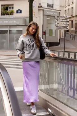 Lila Midi Satijnen Rok