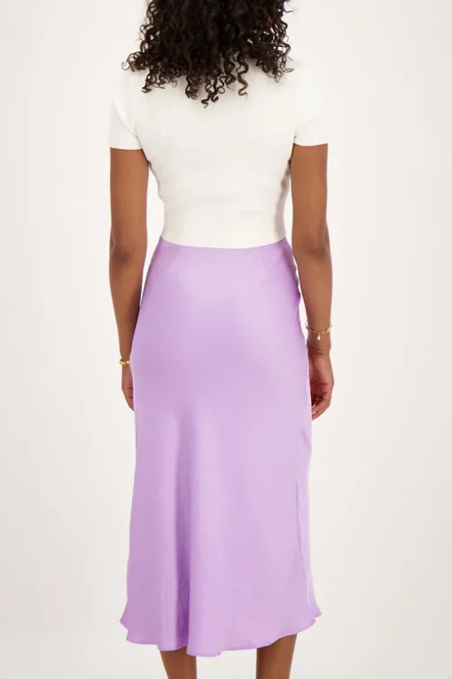 Lila Midi Satijnen Rok