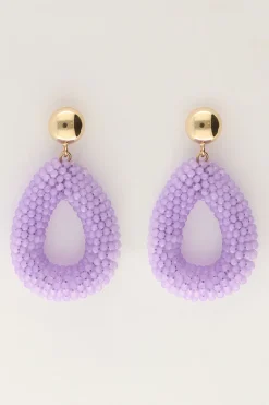 Lila Statement Oorbellen Met Steentjes