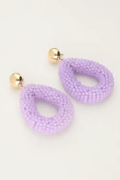 Lila Statement Oorbellen Met Steentjes