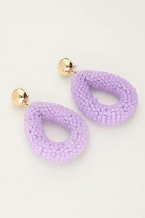 Lila Statement Oorbellen Met Steentjes