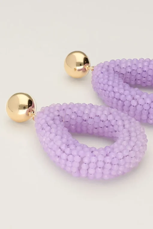 Lila Statement Oorbellen Met Steentjes