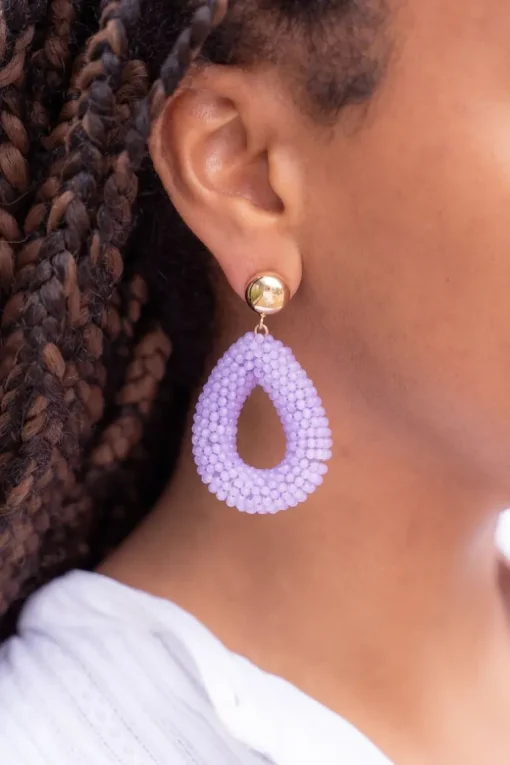 Lila Statement Oorbellen Met Steentjes