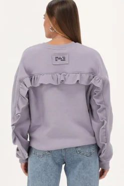 Lila Sweater Met Ruffle En Patch