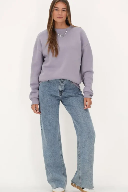 Lila Sweater Met Ruffle En Patch