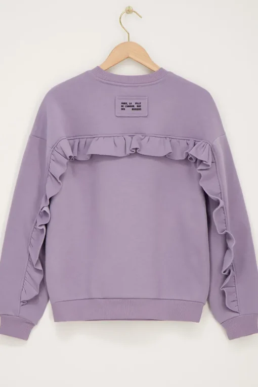 Lila Sweater Met Ruffle En Patch