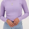 Lila Top Met Rib En Babylock