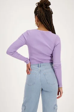 Lila Top Met Rib En Babylock
