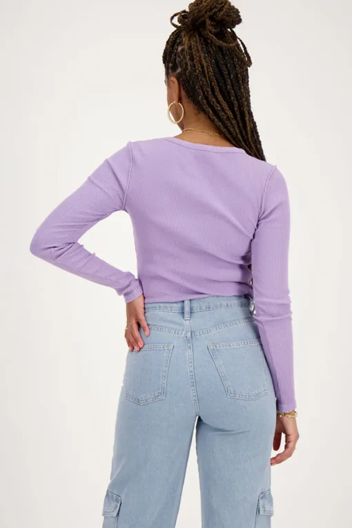 Lila Top Met Rib En Babylock