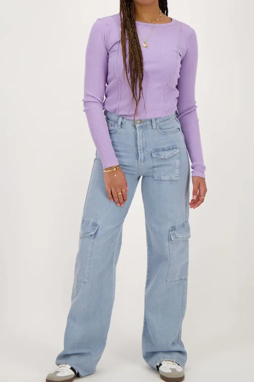 Lila Top Met Rib En Babylock