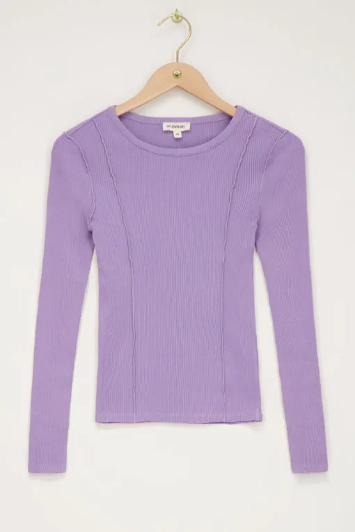 Lila Top Met Rib En Babylock