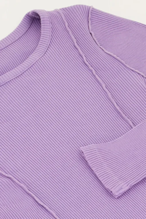 Lila Top Met Rib En Babylock