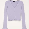 Lila Vest Met V-hals & Ruffles