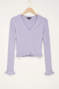 Lila Vest Met V-hals & Ruffles