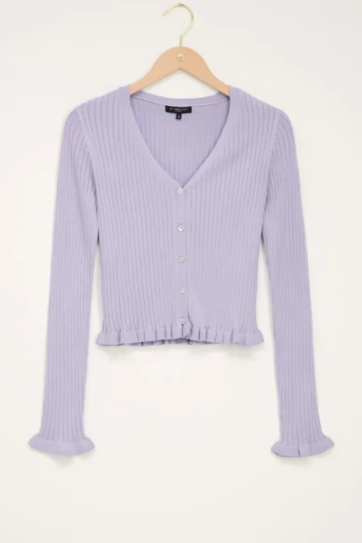 Lila Vest Met V-hals & Ruffles