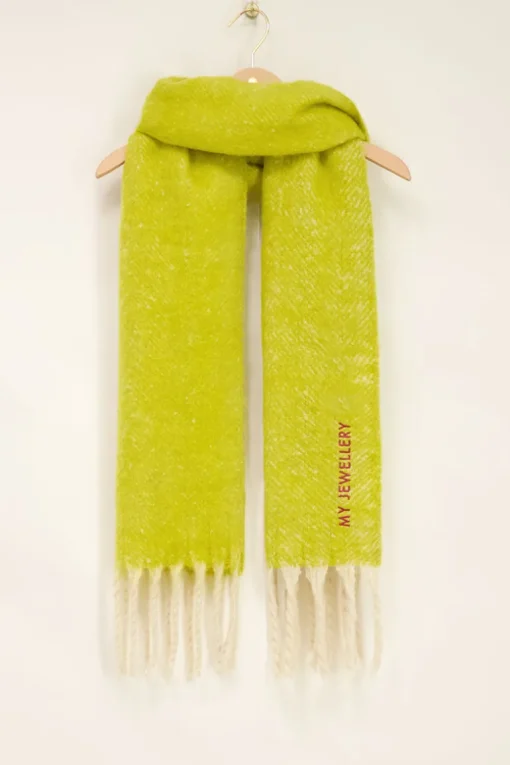 Lime Groene Sjaal Met Gedraaide Franjes