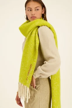 Lime Groene Sjaal Met Gedraaide Franjes