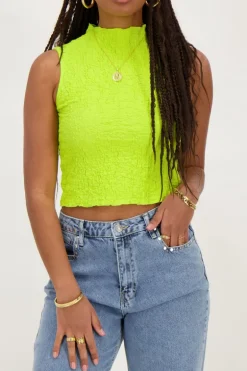 Limegroene Mouwloze Top Bubble