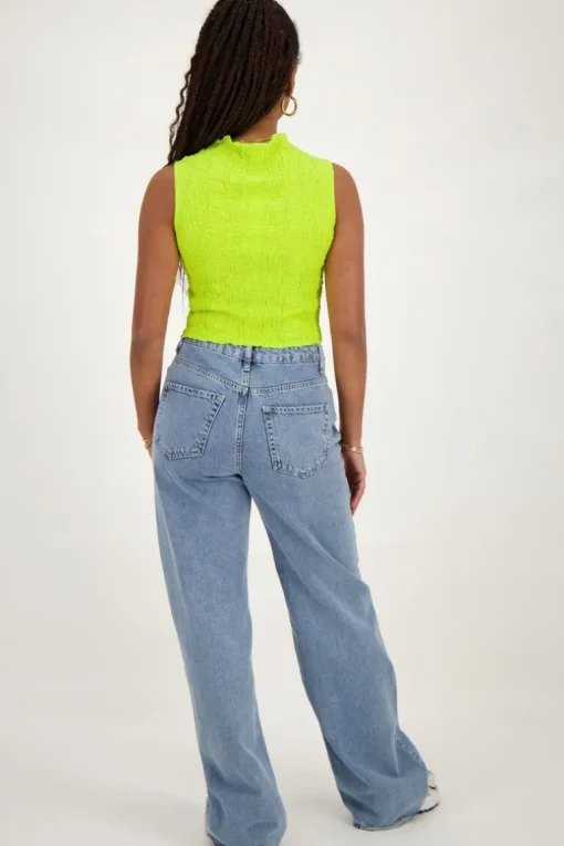 Limegroene Mouwloze Top Bubble