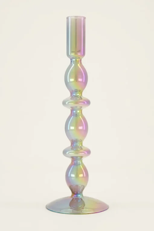 Metallic Glazen Kandelaar Met Terugkerende Bolling