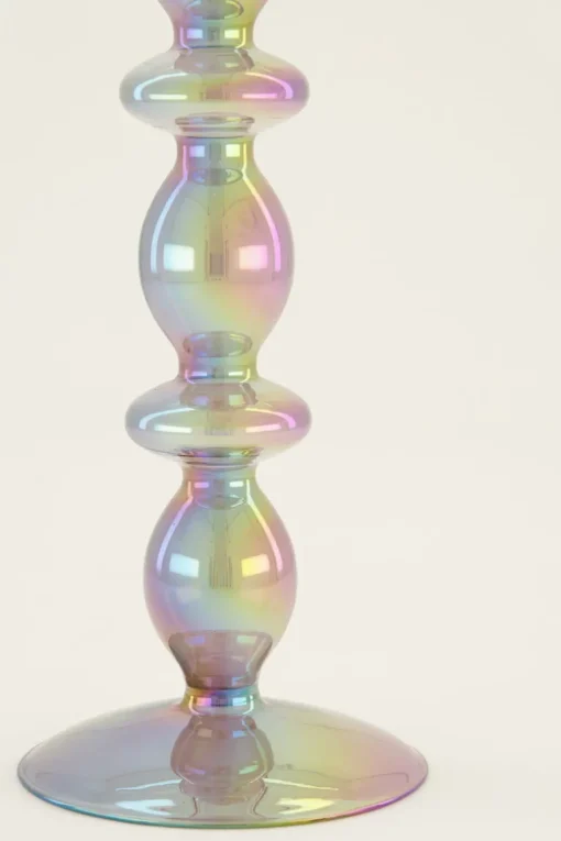 Metallic Glazen Kandelaar Met Terugkerende Bolling