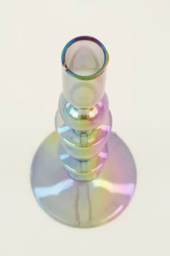Metallic Glazen Kandelaar Met Terugkerende Bolling