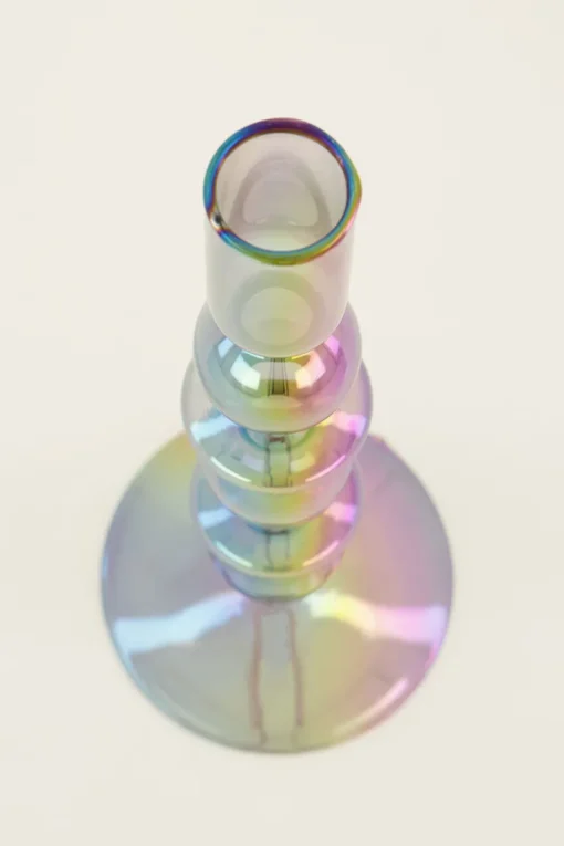 Metallic Glazen Kandelaar Met Terugkerende Bolling