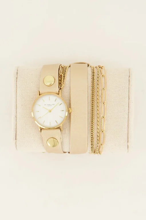 Metallic Horloge Met Dubbele Band