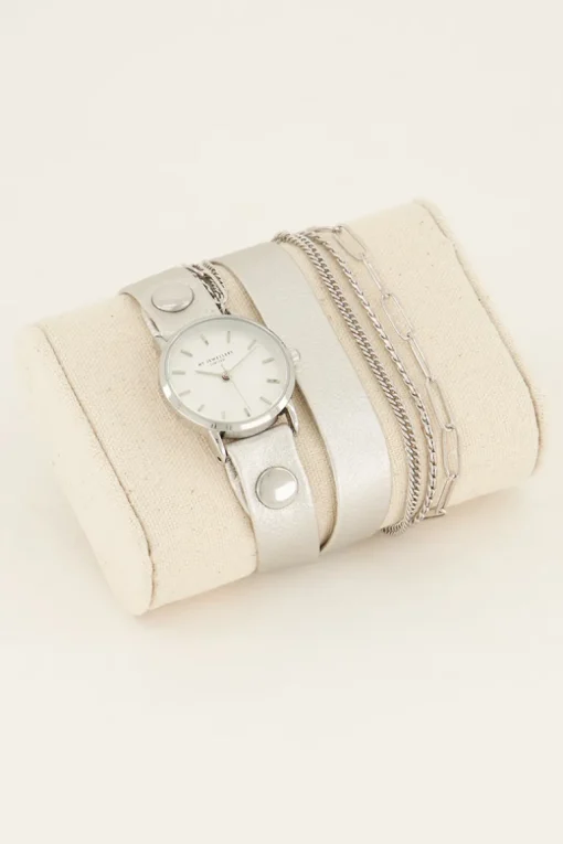 Metallic Horloge Met Dubbele Band