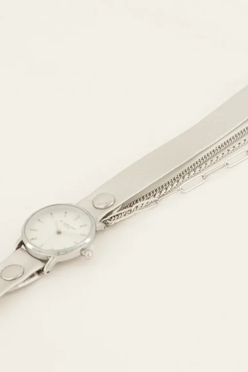 Metallic Horloge Met Dubbele Band
