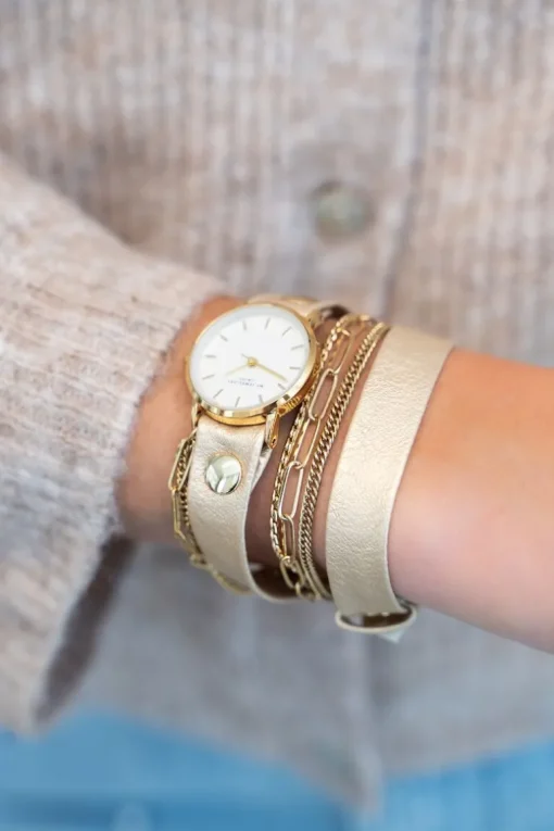 Metallic Horloge Met Dubbele Band