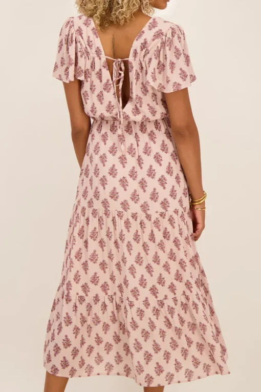 Midi Jurk Met Diepe V-hals & Print