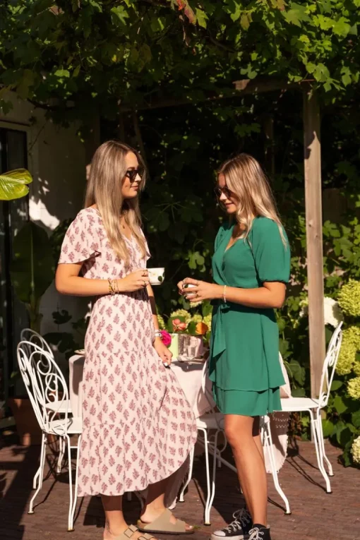 Midi Jurk Met Diepe V-hals & Print