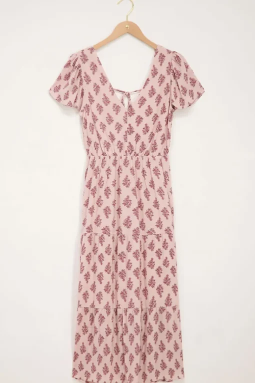 Midi Jurk Met Diepe V-hals & Print