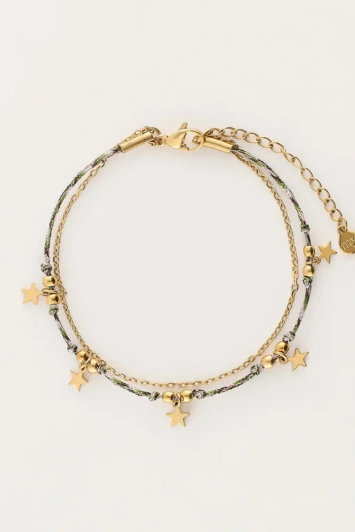 Minimalistische Armband Met Koord En Sterren