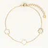 Minimalistische Armband Met Drie Parelmoer Bloemen