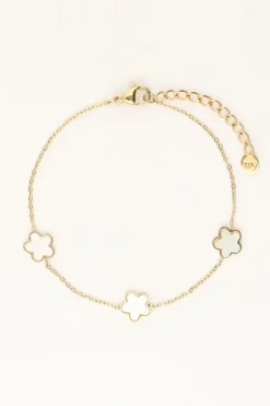 Minimalistische Armband Met Drie Parelmoer Bloemen