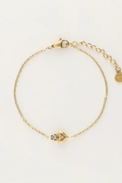 Minimalistische Armband Met Hart & Bloemetje