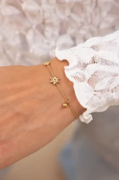 Minimalistische Armband Met Bloemen & Balletje