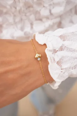 Minimalistische Armband Met Hart & Bloemetje