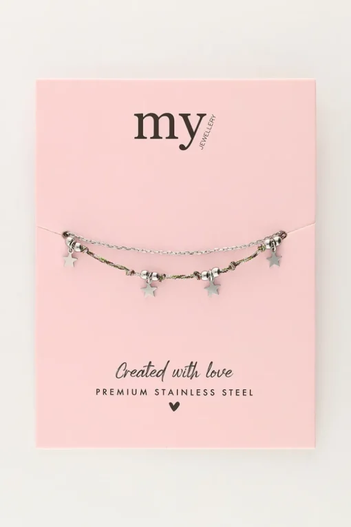 Minimalistische Armband Met Koord En Sterren