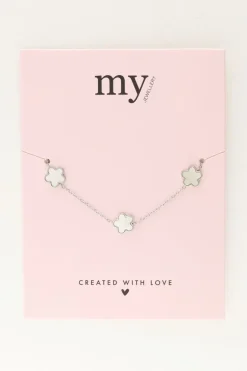 Minimalistische Armband Met Drie Parelmoer Bloemen